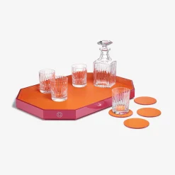Plateaux Et Dessous De Verre-Baccarat Plateau Octogone L & Dessous De Verre X4 & Gobelets & Carafe À Whisky Harmonie | France
