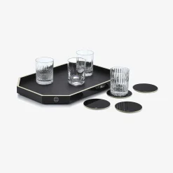 Plateaux Et Dessous De Verre-Baccarat Plateau Octogone M & Dessous De Verre X4 & Coffret Gobelets 4 Eléments | France Rouge