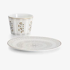 Assiettes-Baccarat Timbale & Assiette Arcadia Or Et Platine | France